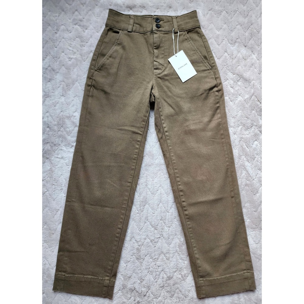 EVERLANE Original Straight Leg Pants Beech Brown Tan Womens 00 NWT